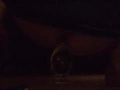 Hands free cum on my big glass plug