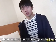 Japanese twink cums solo
