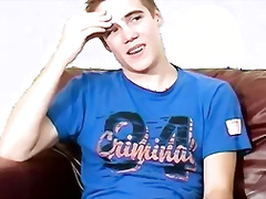 Cute British twink Leo M masturbates solo after interview