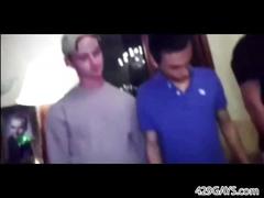 Gay dudes having a fraternity pledge session