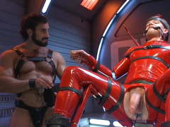 BDSM poor twink in shiny catsuit tied and fucked