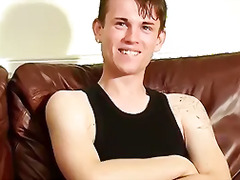 UK twink Joey sprays big load after hot solo jerk off